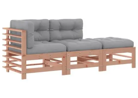 Set mobilier de grădină cu perne, 3 piese, lemn masiv douglas - 2/5
