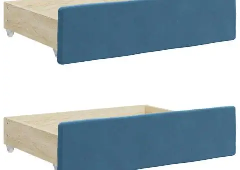 Sertare de pat 2 buc, albastru, lemn prelucrat și catifea - 2/5