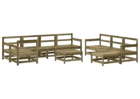 Set mobilier de grădină cu perne, 10 piese, lemn de pin tratat - 3/5