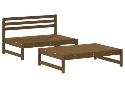 Set mobilier grădină cu perne, 2 piese, maro miere lemn masiv - 3/5