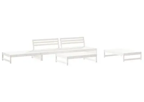 Set mobilier relaxare grădină&perne 6 piese alb lemn masiv pin - 3/5