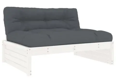 Set mobilier relaxare grădină&perne 6 piese alb lemn masiv pin - 4/5