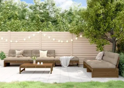 Set mobilier grădină cu perne, 6 piese, maro miere, lemn masiv - 1/5