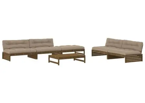 Set mobilier grădină cu perne, 6 piese, maro miere, lemn masiv - 2/5