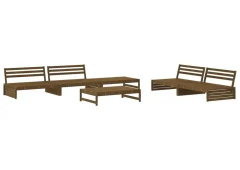 Set mobilier grădină cu perne, 6 piese, maro miere, lemn masiv - 3/5
