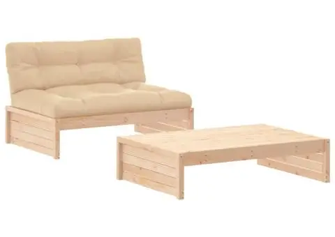 Set mobilier de grădină cu perne, 2 piese, lemn masiv - 2/5