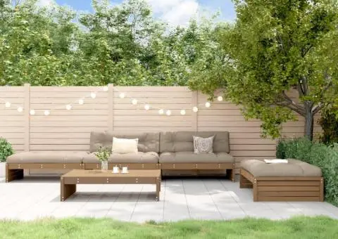 Set mobilier grădină cu perne, 5 piese, maro miere, lemn masiv - 1/5