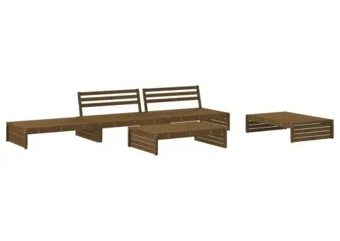 Set mobilier grădină cu perne, 5 piese, maro miere, lemn masiv - 3/5