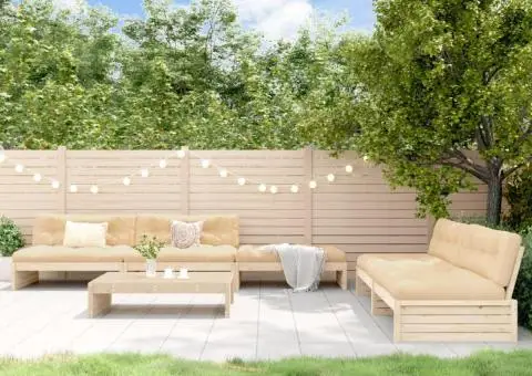 Set mobilier relaxare de grădină & perne 6 piese lemn masiv pin - 1/5