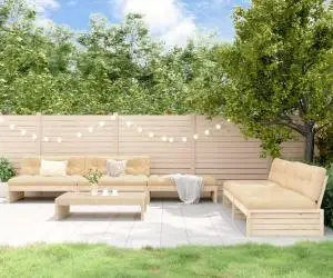 vidaXL Set mobilier relaxare de grădină & perne 6 piese lemn masiv pin