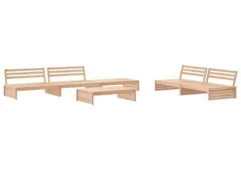 Set mobilier relaxare de grădină & perne 6 piese lemn masiv pin - 3/5