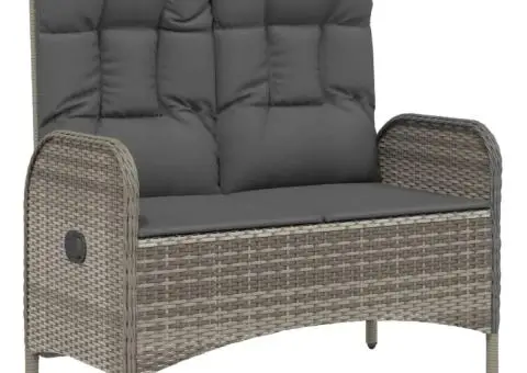 Set mobilier de grădină cu perne, 4 piese, gri, poliratan - 3/5