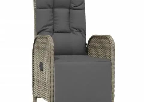 Set mobilier de grădină cu perne, 4 piese, gri, poliratan - 4/5