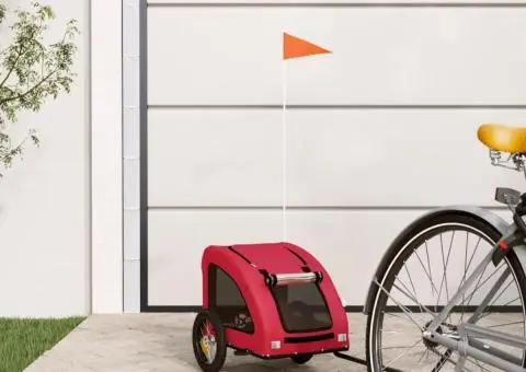 Remorcă de bicicletă animale companie, roșu, textil oxford/fier - 1/5