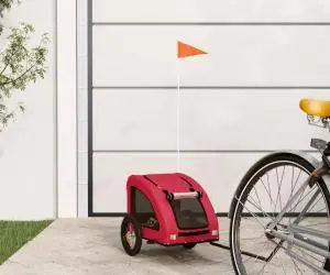 vidaXL Remorcă de bicicletă animale companie, roșu, textil oxford/fier