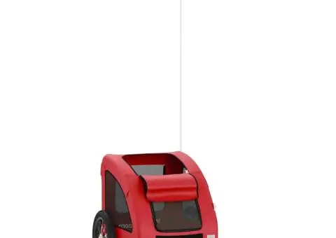 Remorcă de bicicletă animale companie, roșu, textil oxford/fier - 3/5