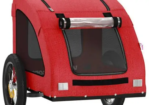 Remorcă de bicicletă animale companie, roșu, textil oxford/fier - 5/5