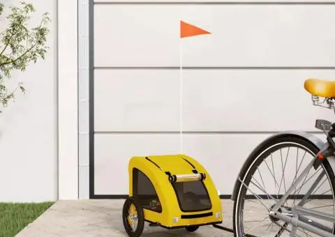 Remorcă de bicicletă animale companie galben textil oxford/fier - 1/5