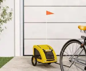 vidaXL Remorcă de bicicletă animale companie galben textil oxford/fier