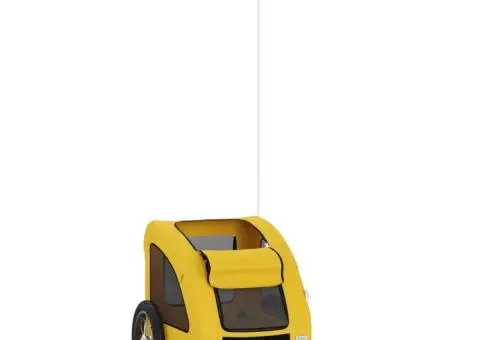 Remorcă de bicicletă animale companie galben textil oxford/fier - 3/5