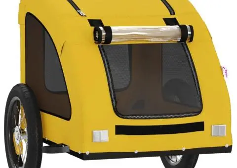 Remorcă de bicicletă animale companie galben textil oxford/fier - 5/5