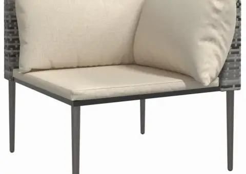 Set mobilier de grădină cu perne, 5 piese, gri, poliratan - 4/5