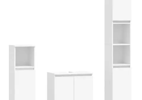 Set dulapuri de baie, 3 piese, alb, lemn prelucrat - 2/5