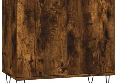 Set dulapuri de baie, 3 piese, stejar afumat, lemn prelucrat - 5/5