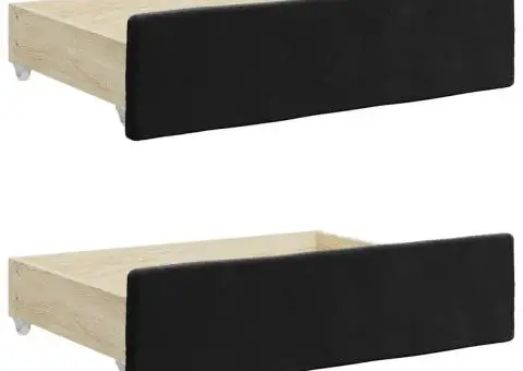 Sertare de pat 2 buc, negru, lemn prelucrat și catifea - 2/5