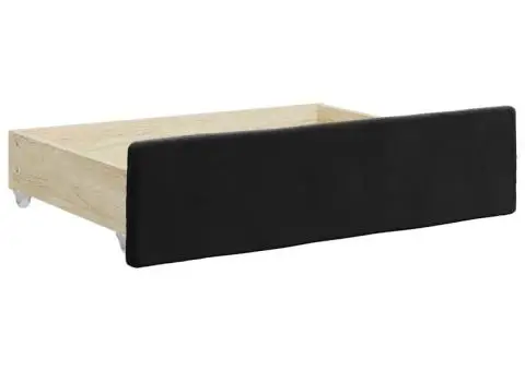 Sertare de pat 2 buc, negru, lemn prelucrat și catifea - 3/5