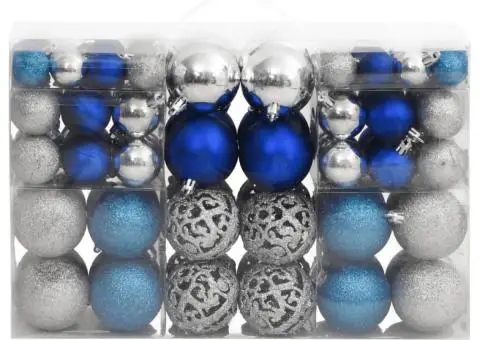 Globuri de Crăciun 100 buc., albastru și argintiu, 3 / 4 / 6 cm - 2/5