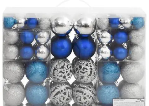 Globuri de Crăciun 100 buc., albastru și argintiu, 3 / 4 / 6 cm - 3/5