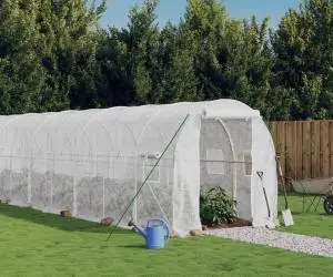 vidaXL Seră cu cadru din oțel, alb, 16 m², 8x2x2 m