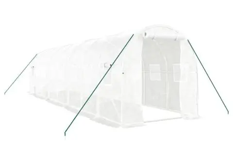 Seră cu cadru din oțel, alb, 16 m², 8x2x2 m - 2/5