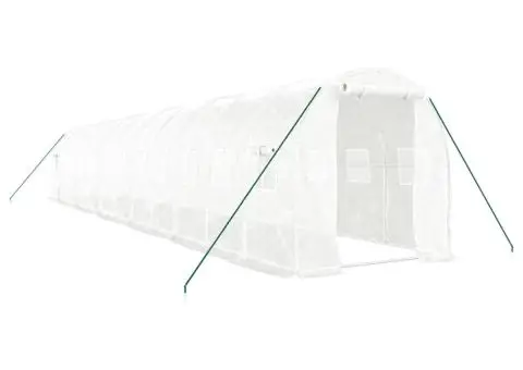 Seră cu cadru din oțel, alb, 24 m², 12x2x2 m - 2/5