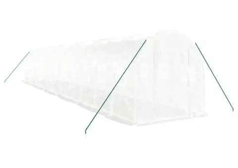 Seră cu cadru din oțel, alb, 24 m², 12x2x2 m - 3/5