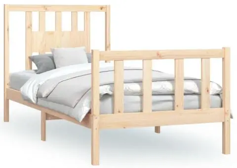 Cadru de pat cu tăblie, 100x200 cm, lemn masiv de pin - 2/5