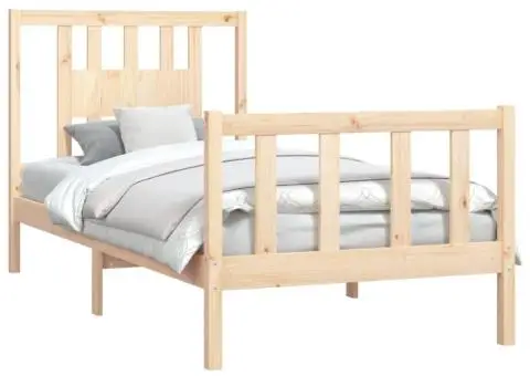 Cadru de pat cu tăblie, 100x200 cm, lemn masiv de pin - 3/5