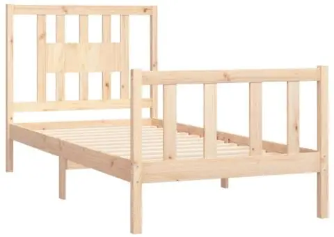 Cadru de pat cu tăblie, 100x200 cm, lemn masiv de pin - 4/5