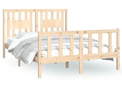 Cadru de pat cu tăblie, 120x200 cm, lemn masiv de pin - 2/5