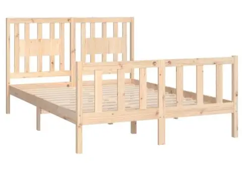 Cadru de pat cu tăblie, 120x200 cm, lemn masiv de pin - 4/5