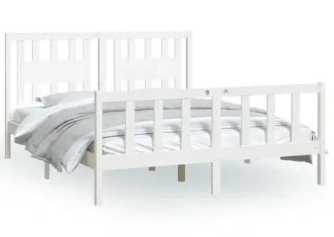 Cadru de pat cu tăblie, 160x200 cm, lemn masiv de pin - 2/5