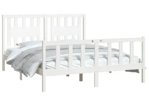 Cadru de pat cu tăblie, 160x200 cm, lemn masiv de pin - 3/5