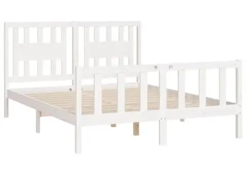 Cadru de pat cu tăblie, 160x200 cm, lemn masiv de pin - 4/5