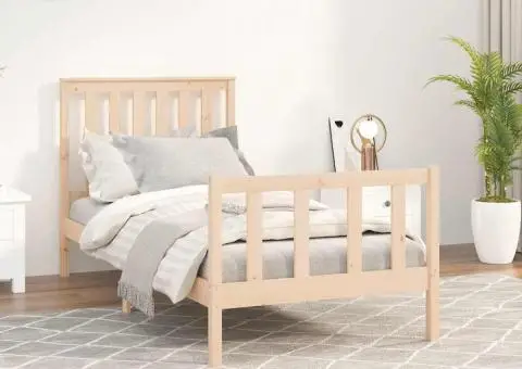 Cadru pat fără saltea, 100x200 cm, lemn masiv pin - 1/5