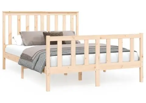 Cadru de pat fără saltea, 140x200 cm, lemn masiv pin - 2/5