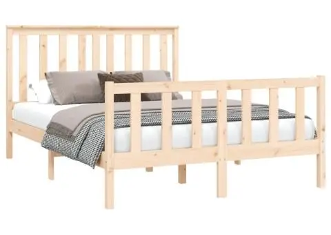 Cadru de pat fără saltea, 140x200 cm, lemn masiv pin - 3/5