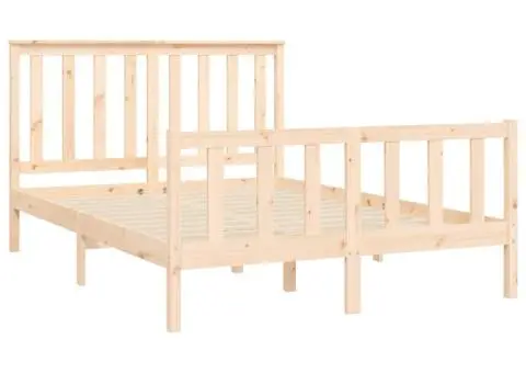 Cadru de pat fără saltea, 140x200 cm, lemn masiv pin - 4/5