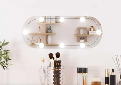 Oglindă de perete cu lumini LED 20x50 cm oval sticlă - 1/5