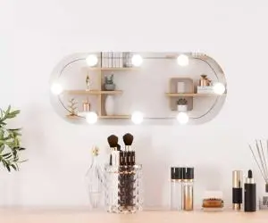 vidaXL Oglindă de perete cu lumini LED 20x50 cm oval sticlă